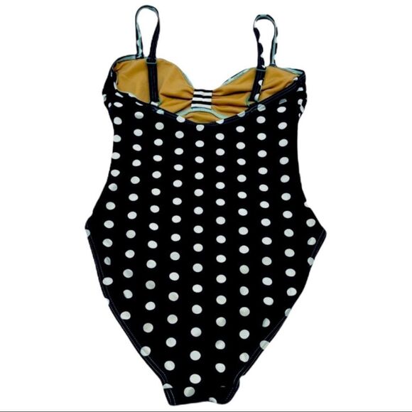 DownEast B&W Polka One Piece Swimsuit Sz S - Picture 2 of 12